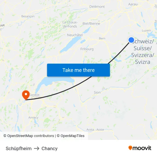 Schüpfheim to Chancy map