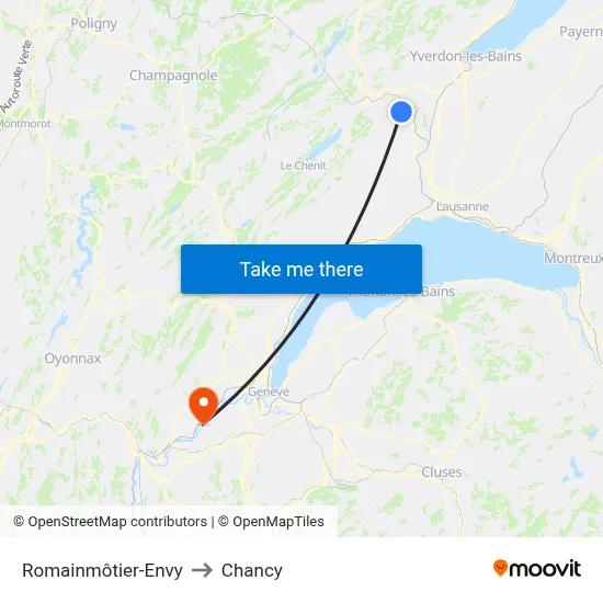 Romainmôtier-Envy to Chancy map