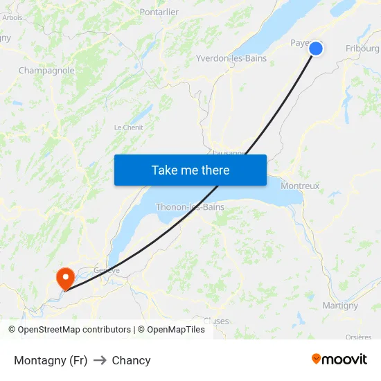 Montagny (Fr) to Chancy map