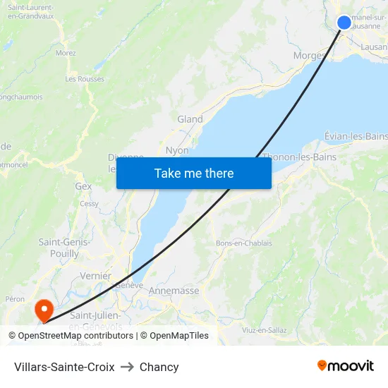 Villars-Sainte-Croix to Chancy map