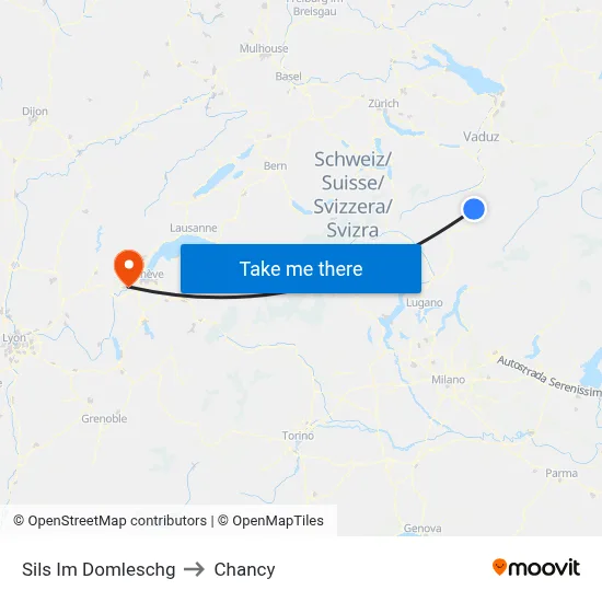 Sils Im Domleschg to Chancy map