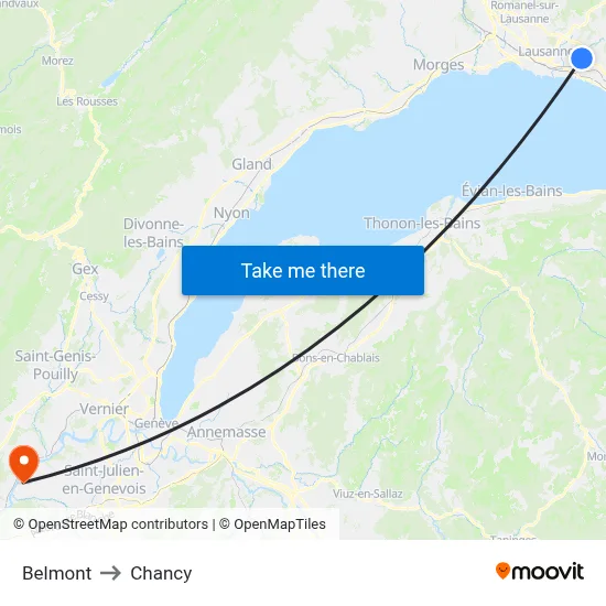 Belmont to Chancy map