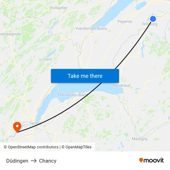 Düdingen to Chancy map