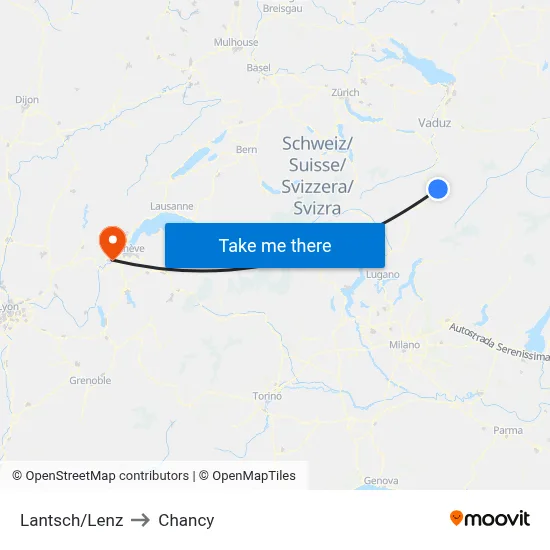 Lantsch/Lenz to Chancy map