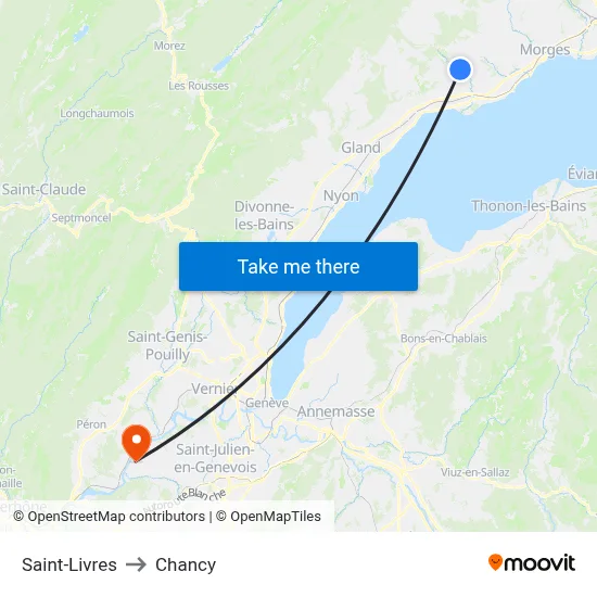 Saint-Livres to Chancy map