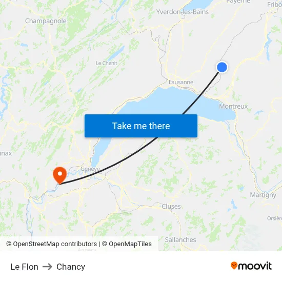 Le Flon to Chancy map