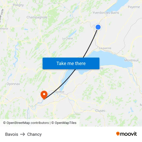 Bavois to Chancy map