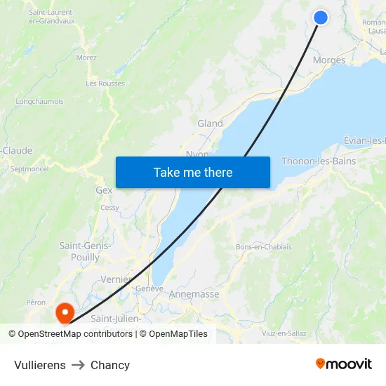 Vullierens to Chancy map