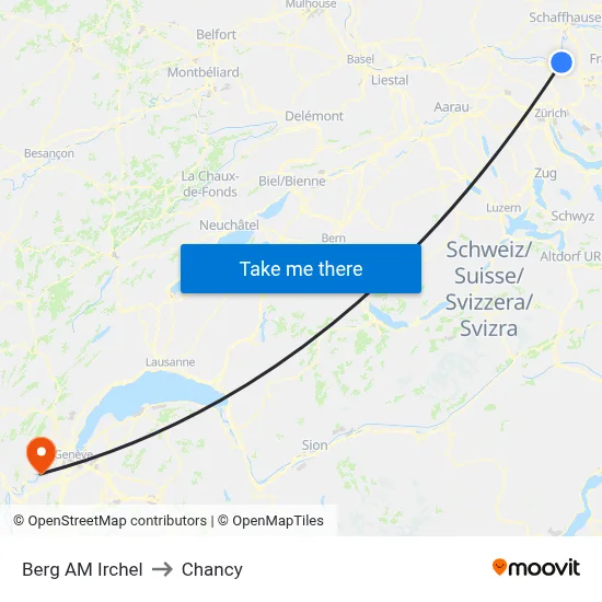 Berg AM Irchel to Chancy map