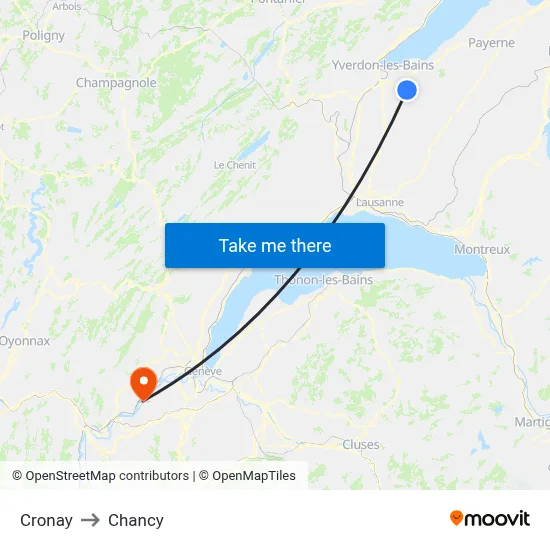 Cronay to Chancy map