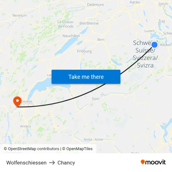 Wolfenschiessen to Chancy map
