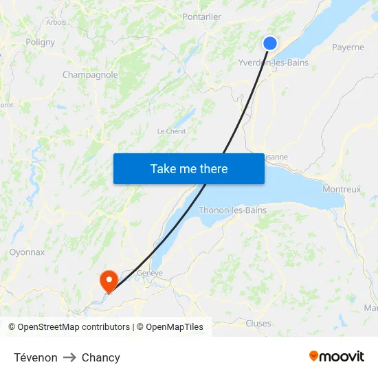 Tévenon to Chancy map