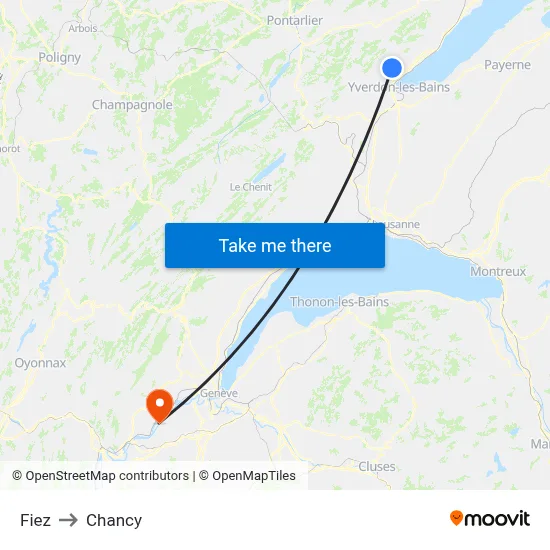 Fiez to Chancy map