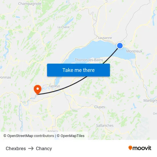 Chexbres to Chancy map