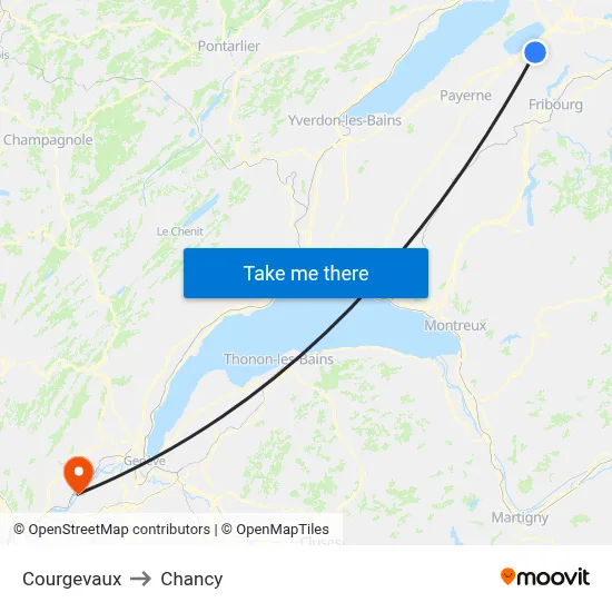 Courgevaux to Chancy map
