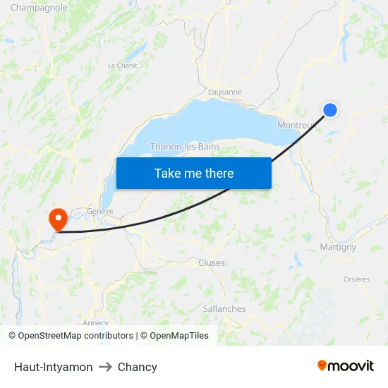 Haut-Intyamon to Chancy map