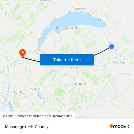 Massongex to Chancy map
