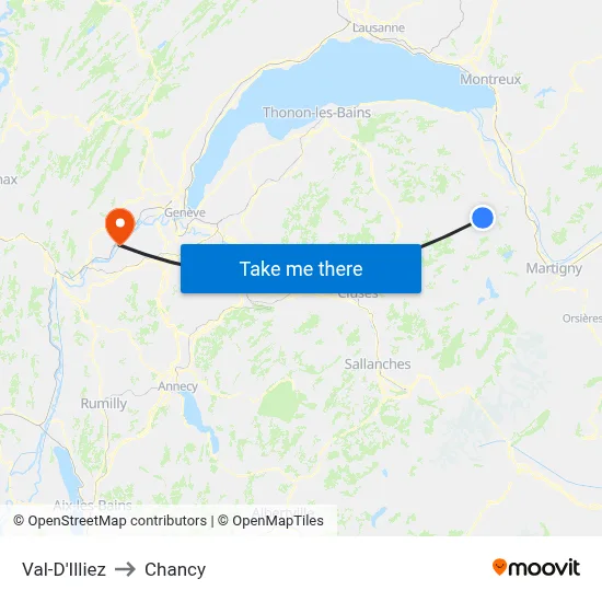 Val-D'Illiez to Chancy map
