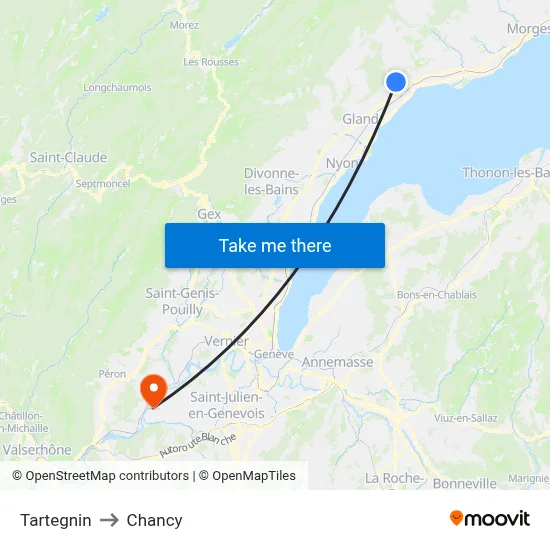 Tartegnin to Chancy map