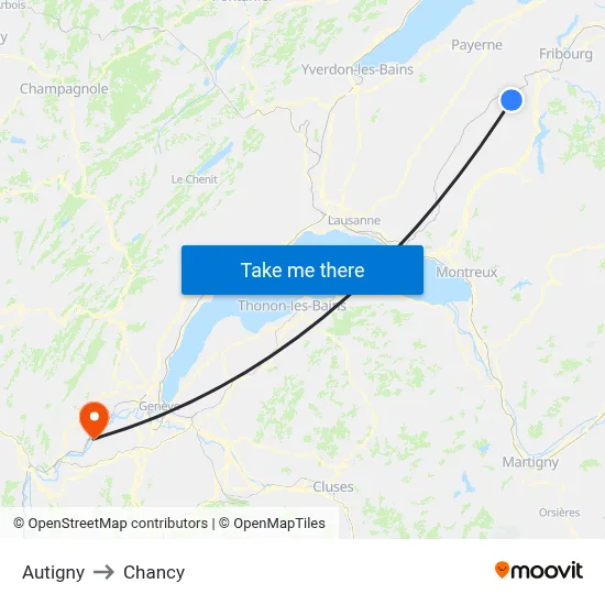 Autigny to Chancy map