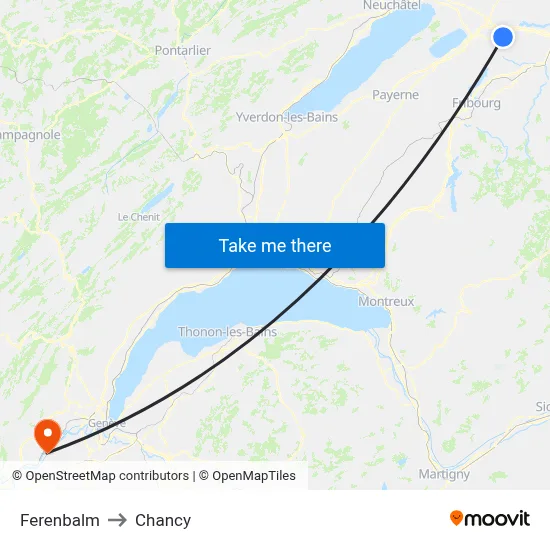 Ferenbalm to Chancy map