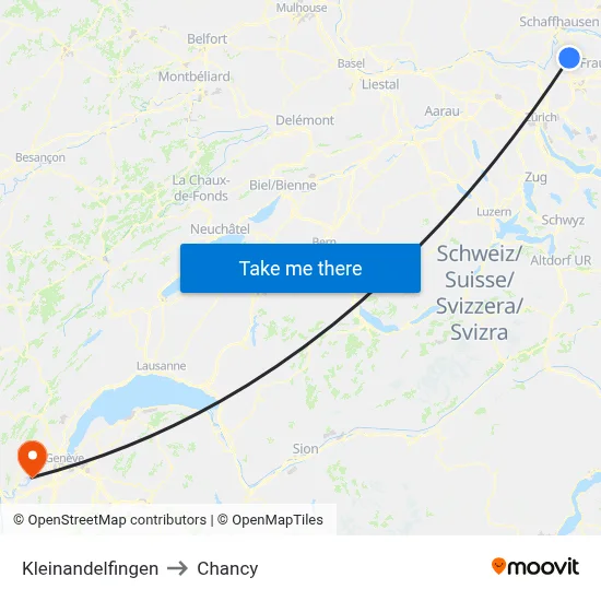 Kleinandelfingen to Chancy map
