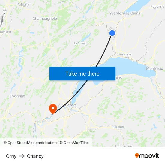 Orny to Chancy map