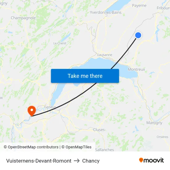 Vuisternens-Devant-Romont to Chancy map