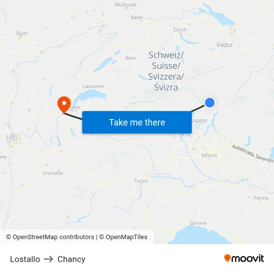 Lostallo to Chancy map