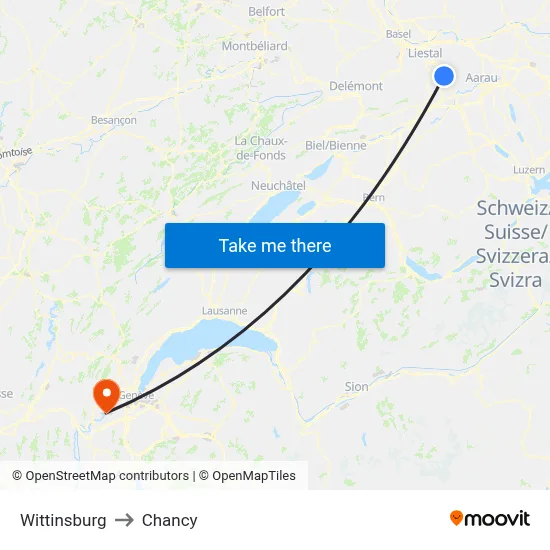 Wittinsburg to Chancy map