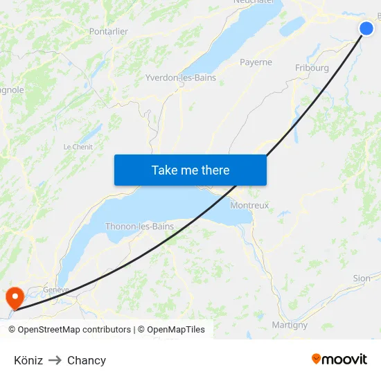 Köniz to Chancy map