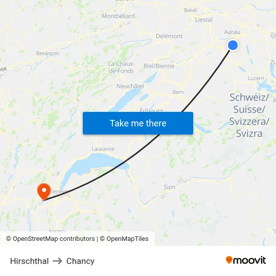 Hirschthal to Chancy map