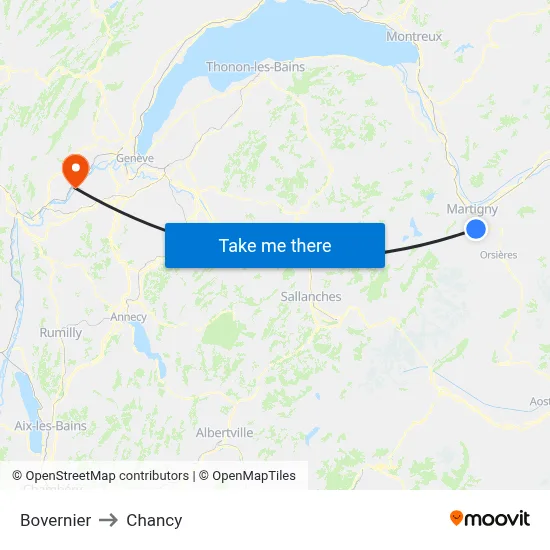 Bovernier to Chancy map