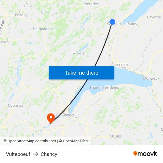 Vuiteboeuf to Chancy map
