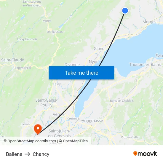 Ballens to Chancy map
