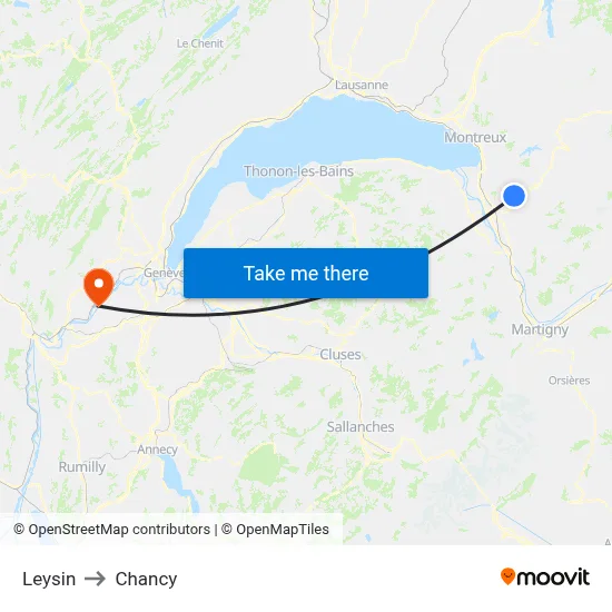 Leysin to Chancy map