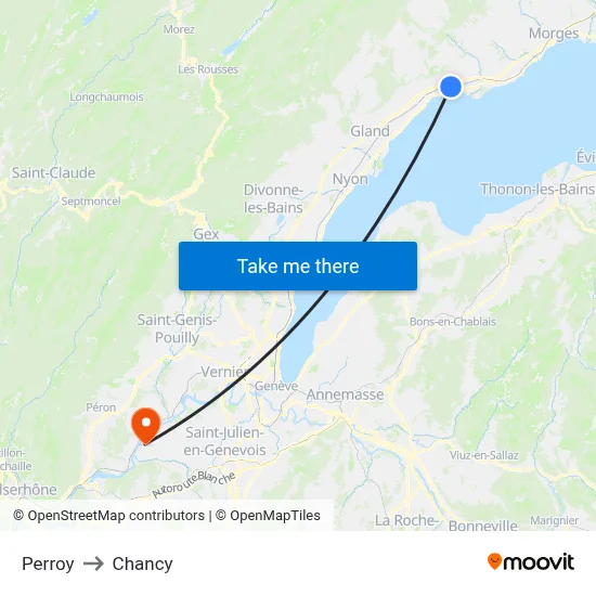 Perroy to Chancy map