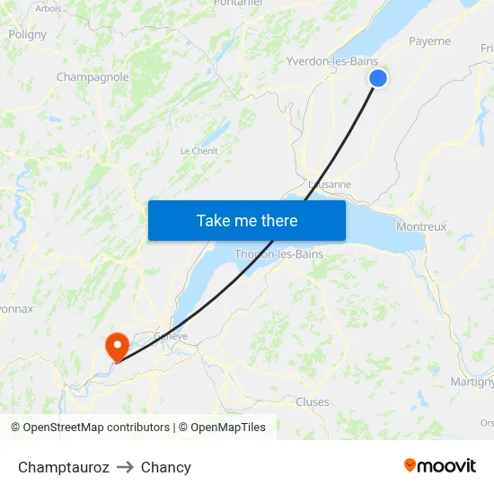 Champtauroz to Chancy map