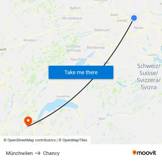 Münchwilen to Chancy map