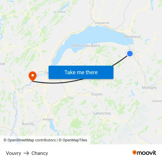 Vouvry to Chancy map