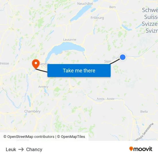 Leuk to Chancy map