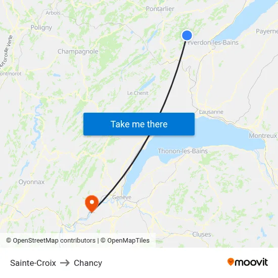 Sainte-Croix to Chancy map