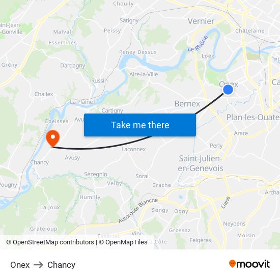 Onex to Chancy map
