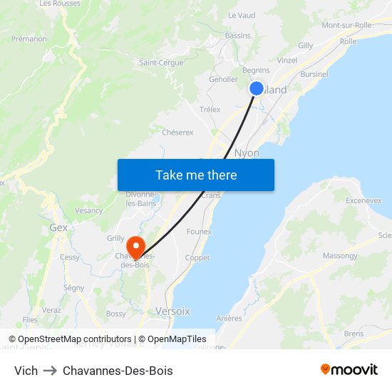 Vich to Chavannes-Des-Bois map