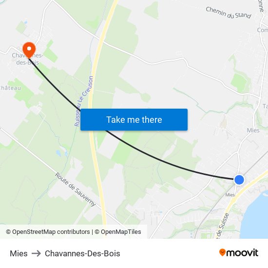 Mies to Chavannes-Des-Bois map