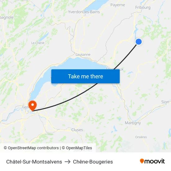 Châtel-Sur-Montsalvens to Chêne-Bougeries map