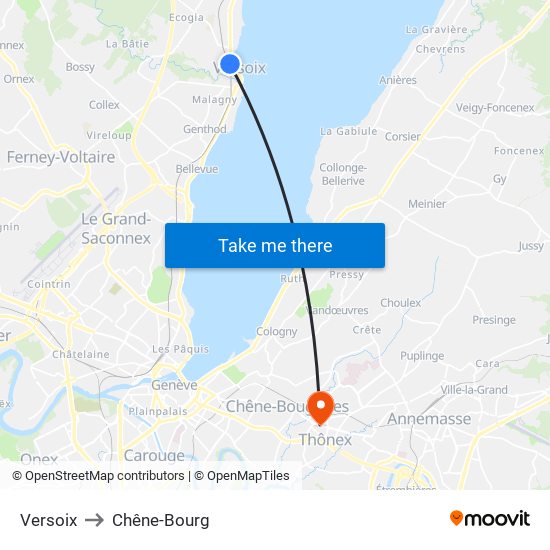 Versoix to Chêne-Bourg map