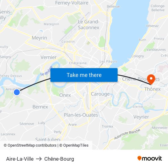 Aire-La-Ville to Chêne-Bourg map