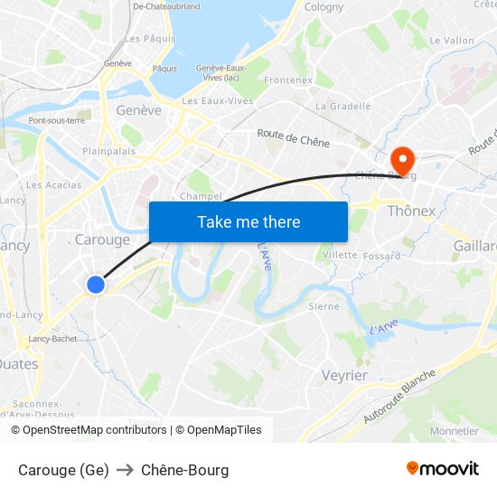 Carouge (Ge) to Chêne-Bourg map