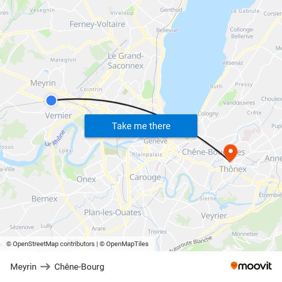 Meyrin to Chêne-Bourg map
